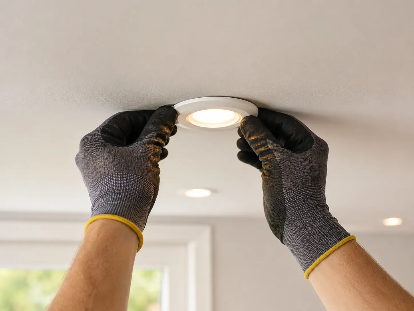Recessed downlight being fitted