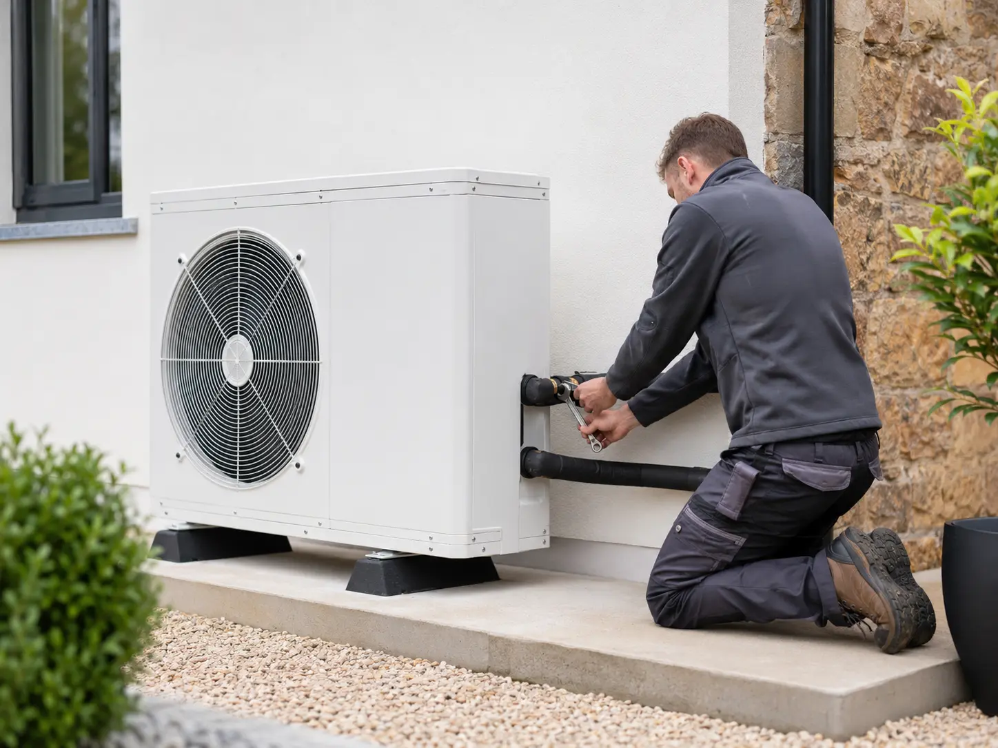 Heat pump outdoor unit installation