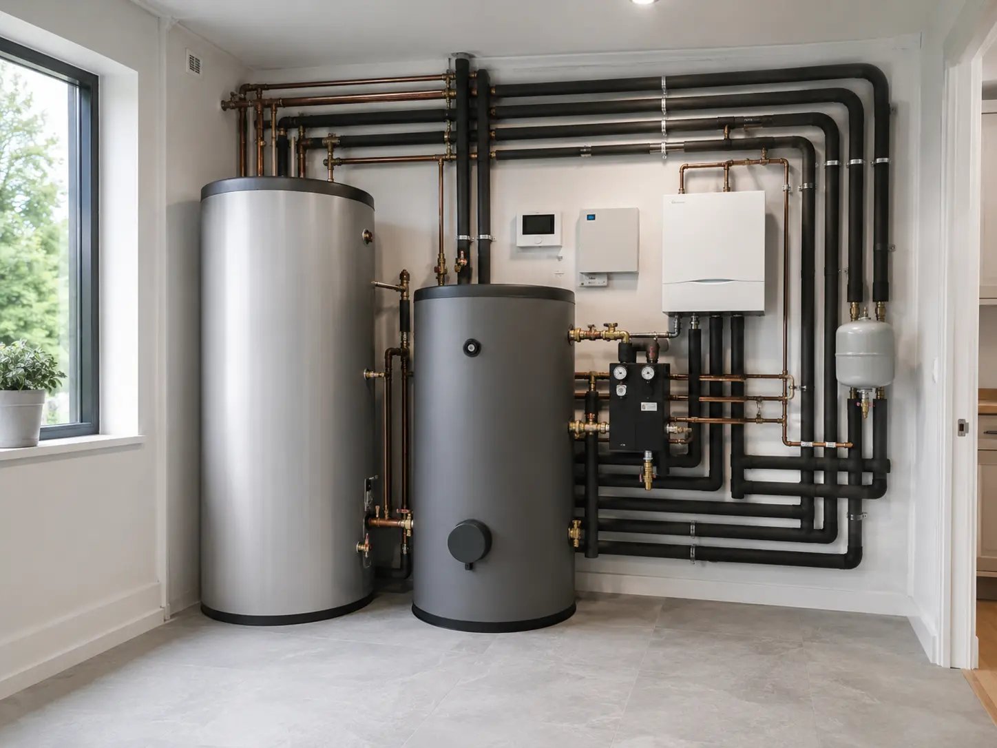 Finished heat pump plant room