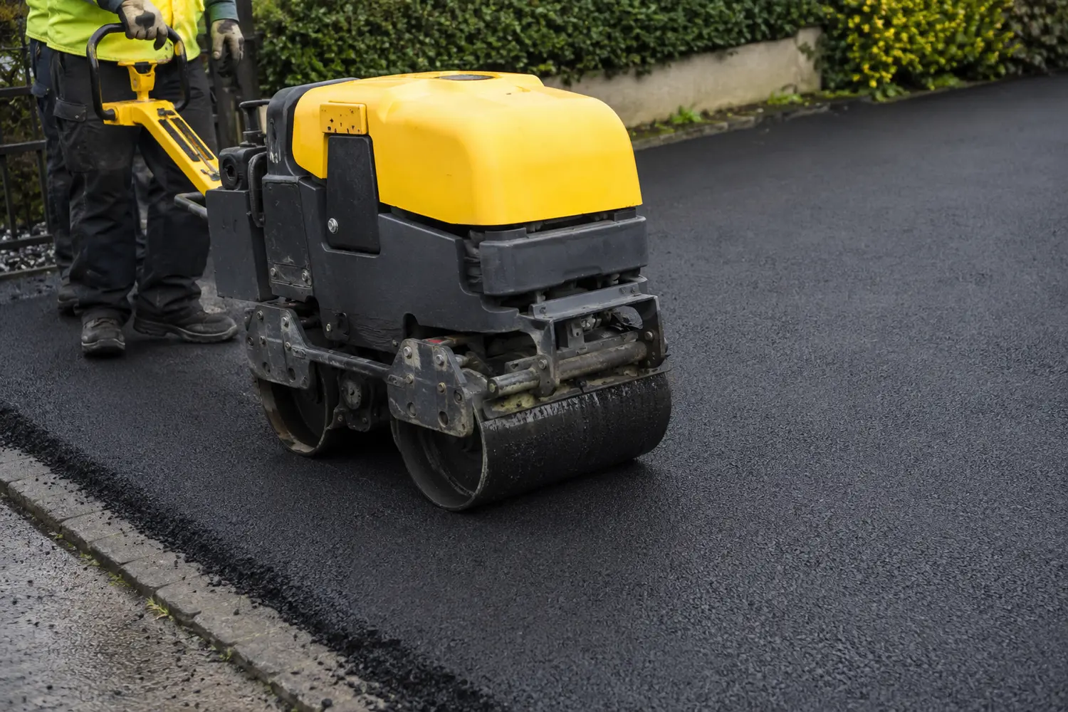 Fresh tarmac being rolled