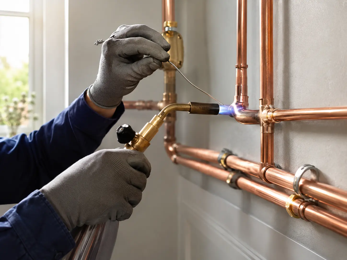 Soldering copper pipework