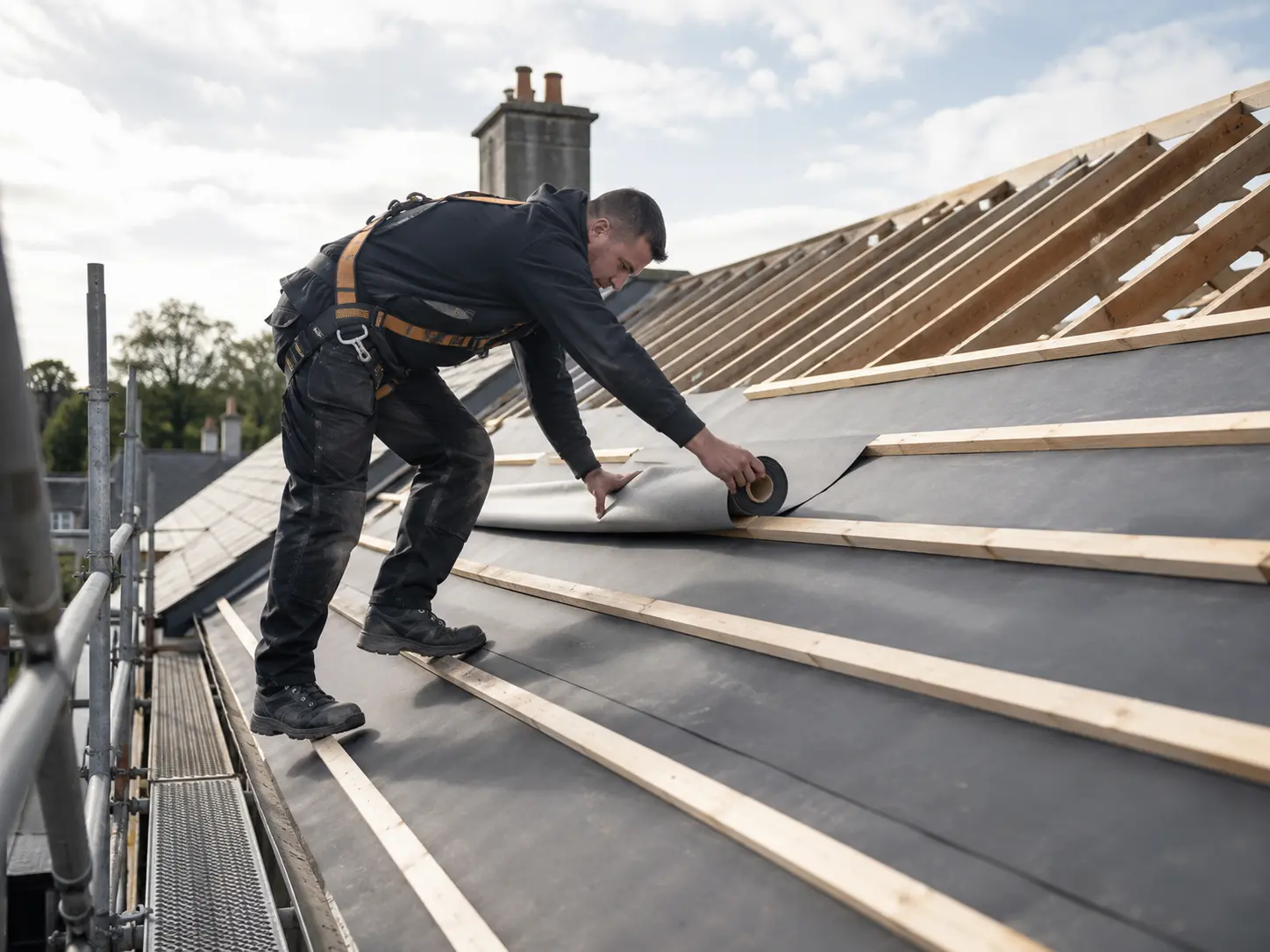 Felt and battens being fitted